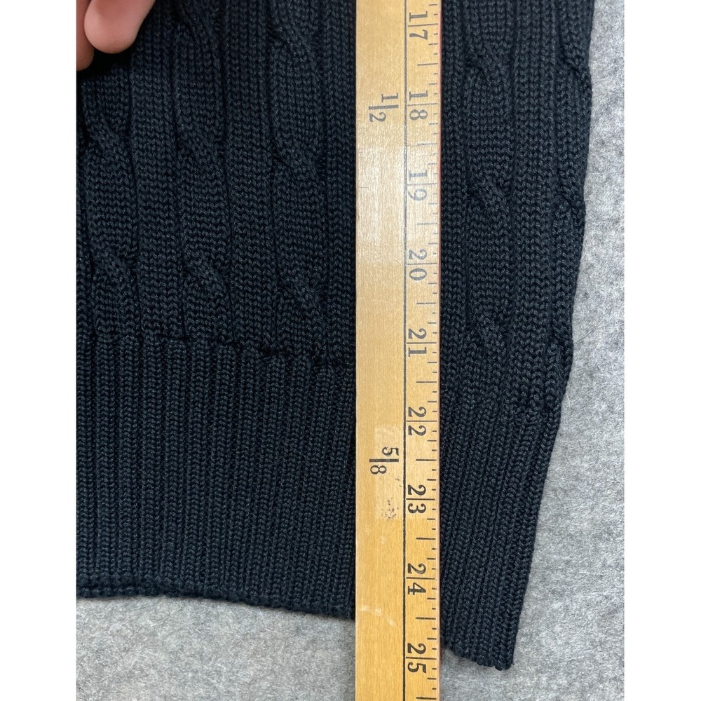 Vintage Ralph Lauren Golf Sweater Womens M Black Yellow Cable Knit V Neck Preppy - Picture 13 of 13